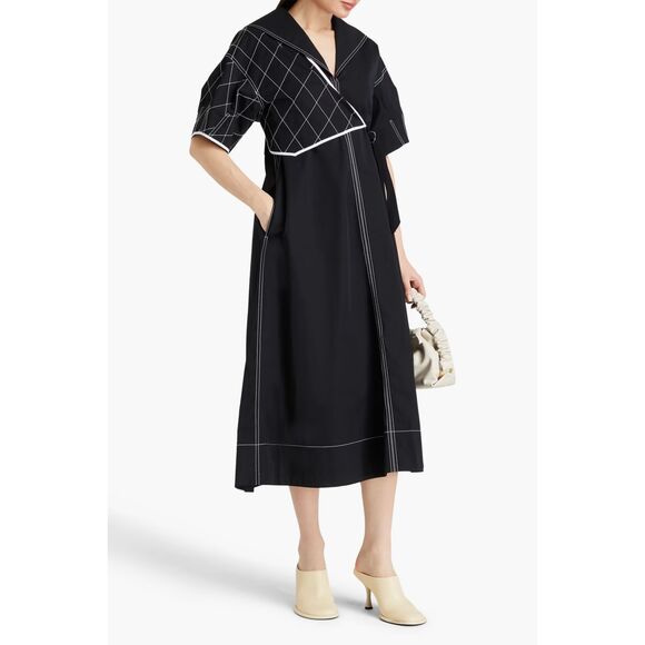 TORY‎ BURCH Diamond Topstitch Sailor Dress Black NWT Sz 2 - Picture 1 of 8